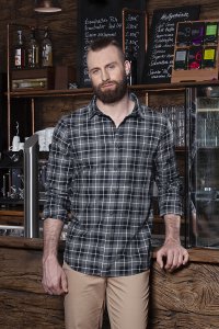 Koszula męska kelnerska z długim rękawem Urban-Style Check Flair